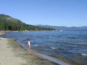 Lake Tahoe Beach and Mountain View